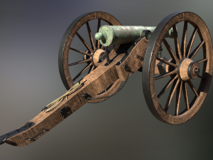 6 pounder bronze cannon - model 1841 3D Модель