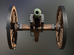 6 pounder bronze cannon - model 1841 3D Модель
