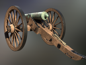 6 pounder bronze cannon - model 1841 3D Модель