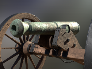 6 pounder bronze cannon - model 1841 3D Модель