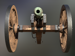 6 pounder bronze cannon - model 1841 3D Модель
