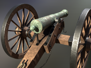 6 pounder bronze cannon - model 1841 3D Модель