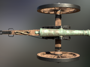 6 pounder bronze cannon - model 1841 3D Модель
