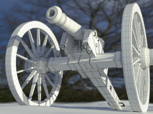 6 pounder bronze cannon - model 1841 3D Модель