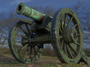 12 pounder bronze cannon - m1736 3D Model