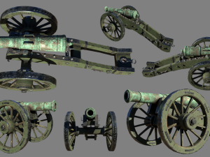 12 pounder bronze cannon - m1736 3D Model