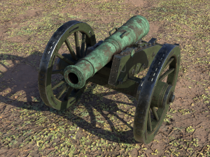 12 pounder bronze cannon - m1736 3D Model