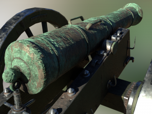12 pounder bronze cannon - m1736 3D Model
