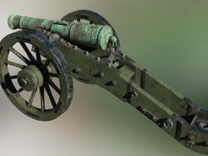 12 pounder bronze cannon - m1736 3D Model