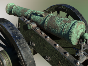 12 pounder bronze cannon - m1736 3D Model