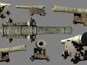 36 pounder bronze naval bombardment cannon Model 3D