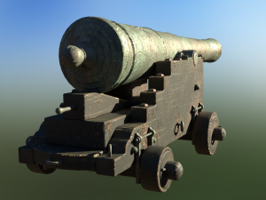 36 pounder bronze naval bombardment cannon Model 3D