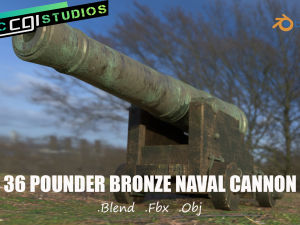 36 pounder bronze naval bombardment cannon 3D Model