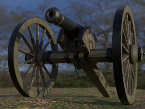 6 pounder iron cannon - model 1841 3Dモデル