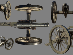 6 pounder iron cannon - model 1841 3Dモデル