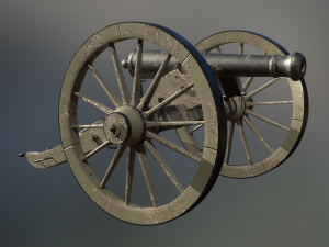 6 pounder iron cannon - model 1841 3Dモデル