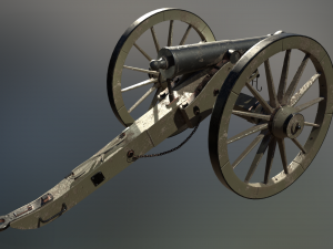 6 pounder iron cannon - model 1841 3Dモデル