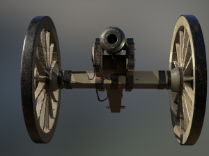 6 pounder iron cannon - model 1841 3Dモデル