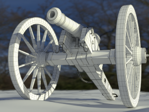 6 pounder iron cannon - model 1841 3Dモデル