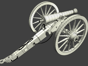 6 pounder iron cannon - model 1841 3Dモデル