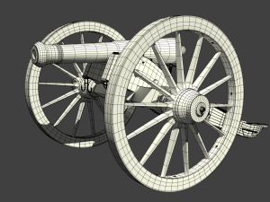6 pounder iron cannon - model 1841 3Dモデル