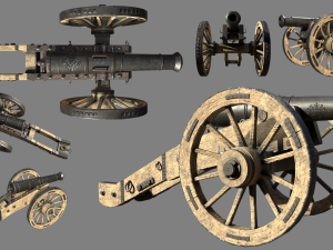 12 pounder iron cannon - m1736 Model 3D