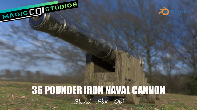 36 pounder iron naval bombardment cannon 3D 모델 .c4d .max .obj .3ds .fbx .stl .blend 