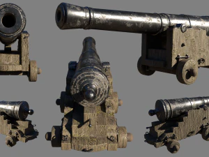 36 pounder iron naval bombardment cannon 3D Model