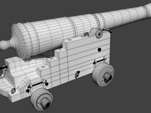 36 pounder iron naval bombardment cannon 3D Model