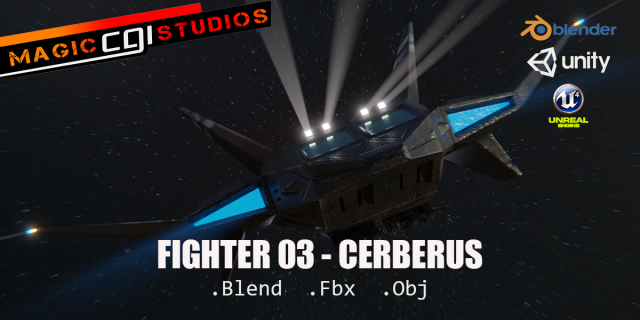 fighter 03 - cerberus 3Dモデル .c4d .max .obj .3ds .fbx .stl .blend 
