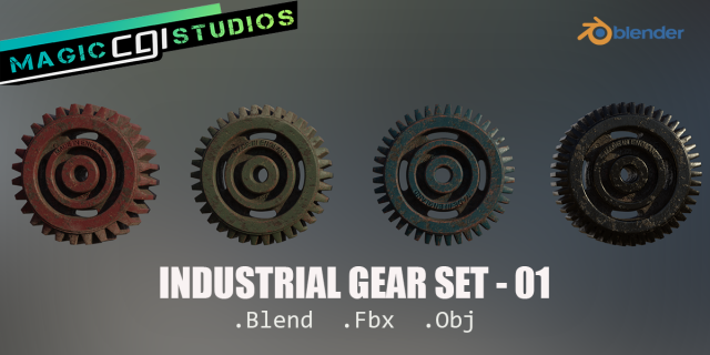 industrial gear set 01 Model 3D .c4d .max .obj .3ds .fbx .stl .blend 