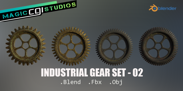 industrial gear set 02 Model 3D .c4d .max .obj .3ds .fbx .stl .blend 