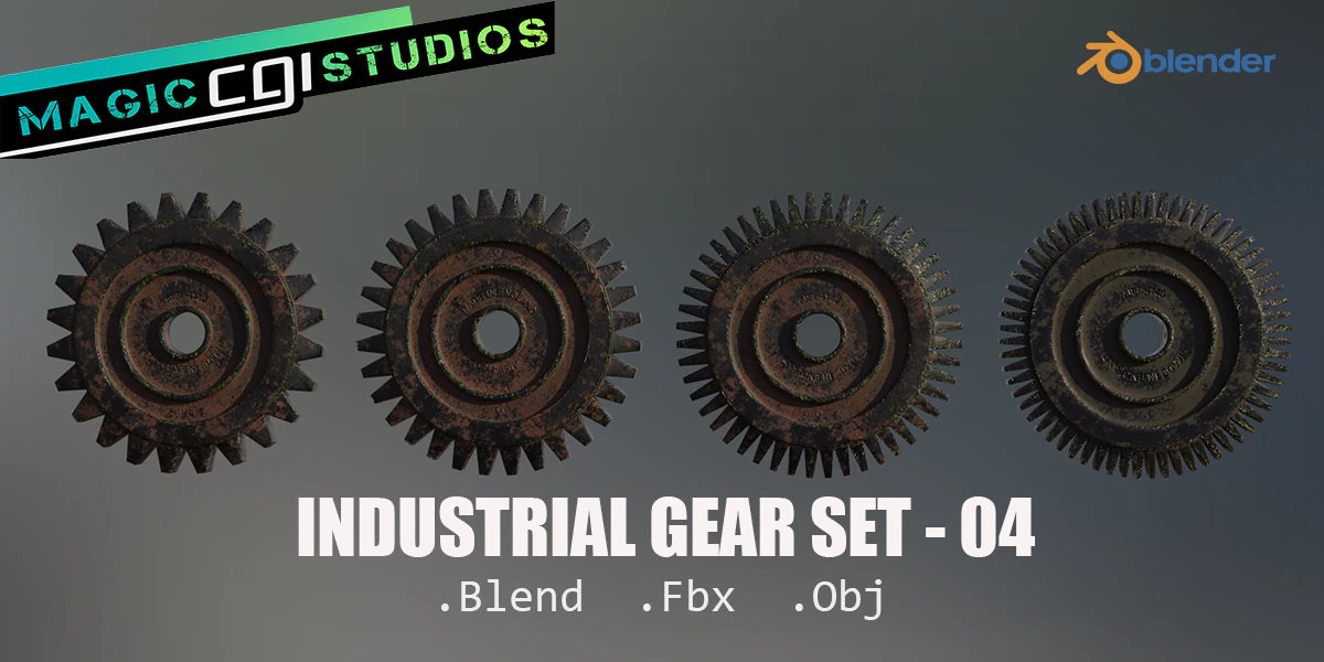 industrial gear set 04 3D Model .c4d .max .obj .3ds .fbx .stl .blend 