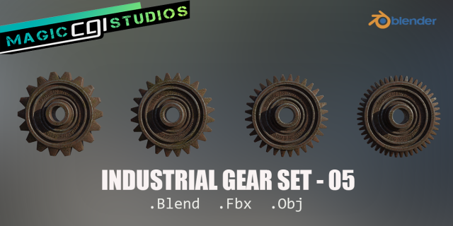 industrial gear set 05 3Dモデル .c4d .max .obj .3ds .fbx .stl .blend 