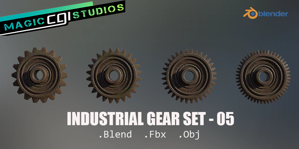 industrial gear set 05 3D Model .c4d .max .obj .3ds .fbx .stl .blend