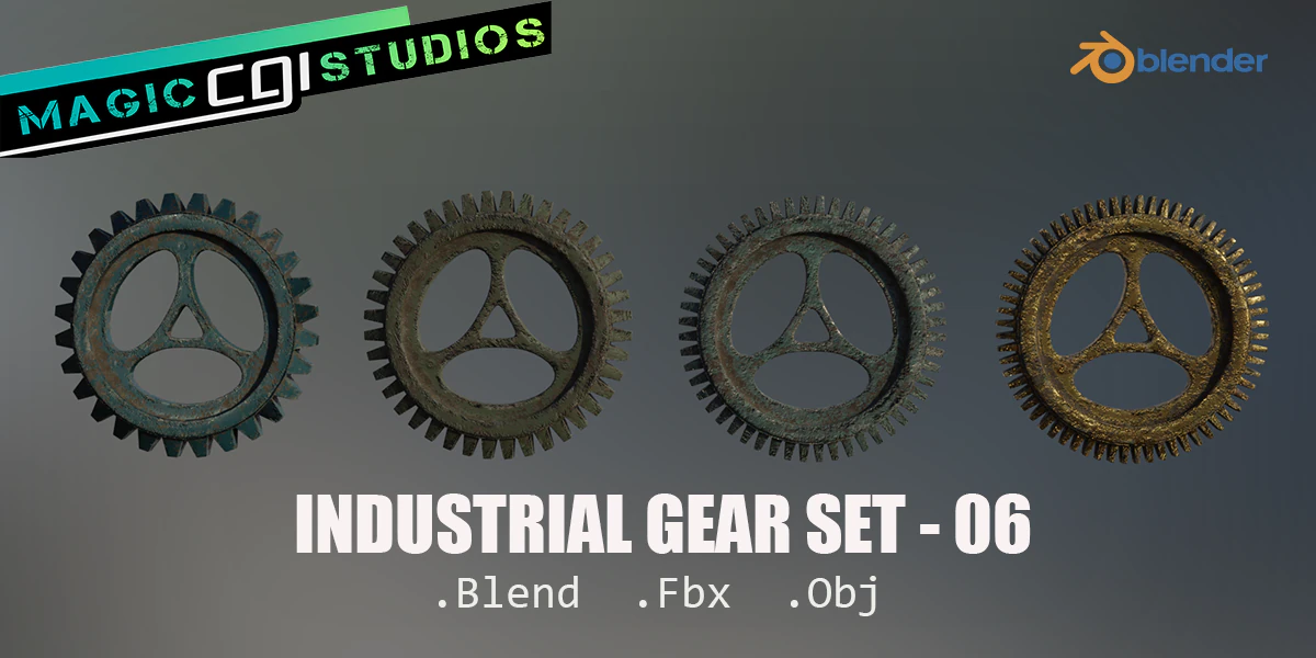 industrial gear set 06 3D Model .c4d .max .obj .3ds .fbx .stl .blend 