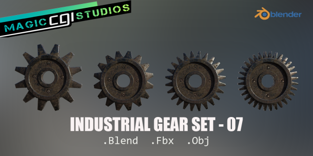 industrial gear set 07 Model 3D .c4d .max .obj .3ds .fbx .stl .blend 