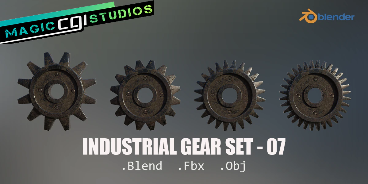 industrial gear set 07 3D Model .c4d .max .obj .3ds .fbx .stl .blend 