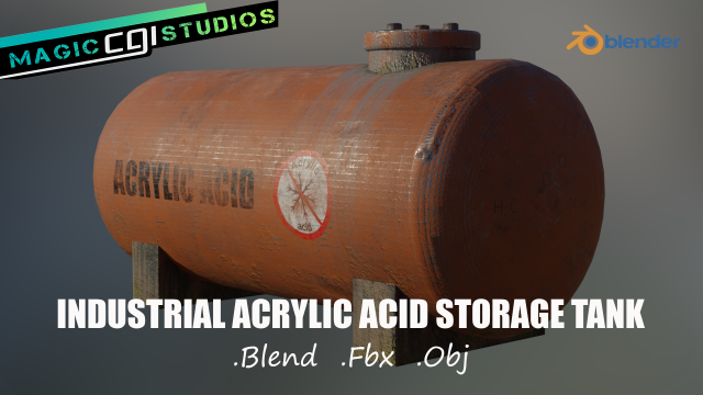 industrial acrylic acid bulk storage tank 3D Model .c4d .max .obj .3ds .fbx .stl .blend 