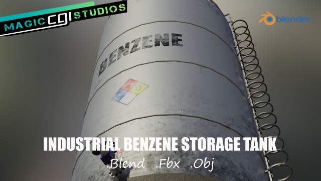 industrial benzene storage tank Model 3D .c4d .max .obj .3ds .fbx .stl .blend 