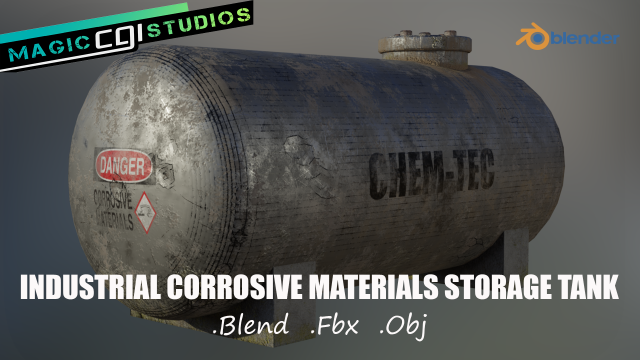 industrial corrosive materials storage tank Modelo 3D .c4d .max .obj .3ds .fbx .stl .blend 