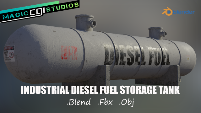 industrial diesel storage tank 3D Модель .c4d .max .obj .3ds .fbx .stl .blend 