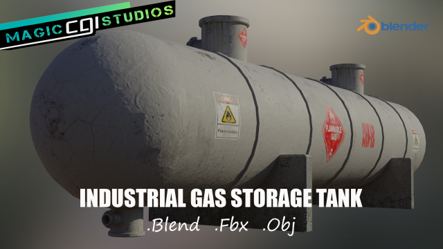 industrial flammable gas storage tank 3D Модель .c4d .max .obj .3ds .fbx .stl .blend 