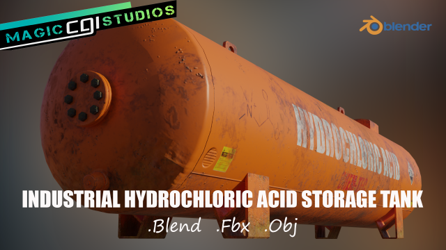 industrial hydrochloric acid storage tank 3D 模型 .c4d .max .obj .3ds .fbx .stl .blend 