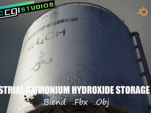 grande tanque industrial de armazenamento de hidr&oacute;xido de am&ocirc;nio Modelo 3D