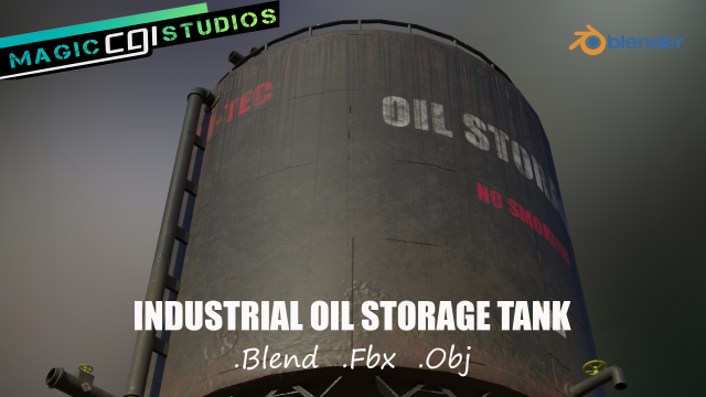industrial large oil storage tank 3D Модель .c4d .max .obj .3ds .fbx .stl .blend 