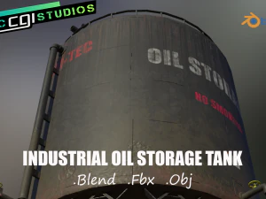 grande tanque de armazenamento de &oacute;leo industrial Modelo 3D