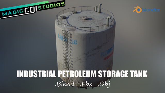 industrial large petroleum storage tank 3D Модель .c4d .max .obj .3ds .fbx .stl .blend 