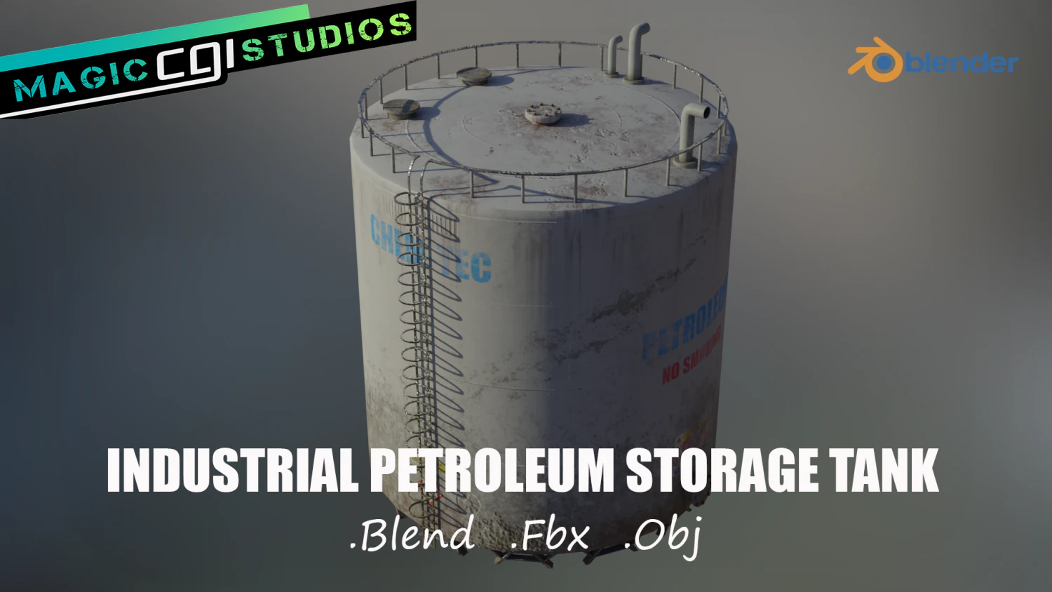 industrial large petroleum storage tank 3D Model .c4d .max .obj .3ds .fbx .stl .blend 