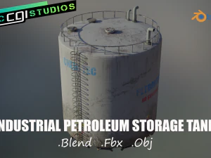 grande tanque industrial de armazenamento de petr&oacute;leo Modelo 3D